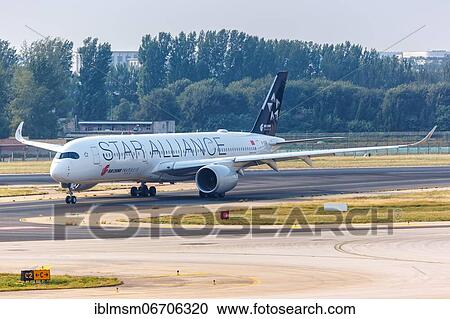 An Air China A350-900 aircraft with registration B-308M and European Starling Alliance special livery at Beijing Airport, China, Asia View Large Photo Image Stock Image - An Air China A350-900 aircraft with registration B-308M and European Starling Alliance special livery at Beijing Airport, China, Asia. Fotosearch
