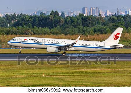 Stock Image - An Air China Airbus A321 aircraft with registration number B-8583 at Chengdu Airport, China, Asia. Fotosearch
