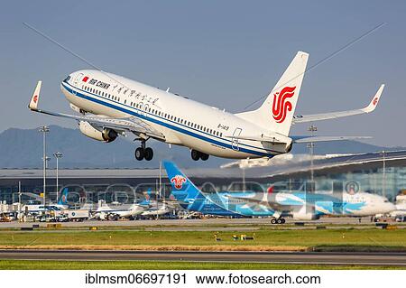 Stock Image - An Air China Boeing 737-800 aircraft with registration number B-1419 at Guangzhou Airport (CAN), Guangzhou, China, Asia. Fotosearch