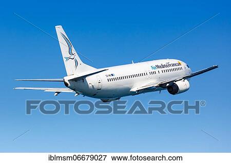 Stock Photo - An Air Mediterranean Boeing 737-400 with the registration SX-MAI at Heraklion Airport (HER) in Greece. Fotosearch