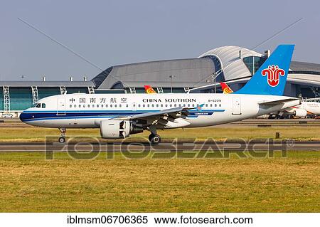 Stock Photography - An Airbus A319 aircraft of China Southern Airlines with registration number B-6209 at Guangzhou airport, China, Asia. Fotosearch