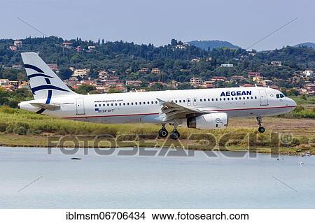 An Airbus A320 aircraft of Aegean Airlines with registration number SX-DVT at Corfu airport, Greece, Europe View Large Photo Image Picture - An Airbus A320 aircraft of Aegean Airlines with registration number SX-DVT at Corfu airport, Greece, Europe. Fotosearch