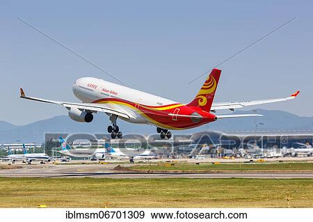 An Airbus A330-300 aircraft of Hainan Airlines with registration number B-1098 at Guangzhou airport, China, Asia View Large Photo Image Stock Photo - An Airbus A330-300 aircraft of Hainan Airlines with registration number B-1098 at Guangzhou airport, China, Asia. Fotosearch