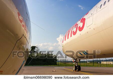 Stock Image - An Airbus A330-300 aircraft of Swiss with the registration HB-JHE at Zurich airport, Switzerland, Europe. Fotosearch