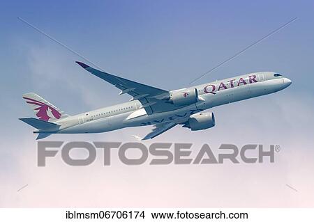 Picture - An Airbus A350-900 aircraft of Qatar Airways with registration number A7-ALD at Male Airport, Maldives, Asia. Fotosearch