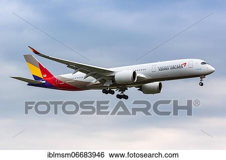 An Asiana Airlines Airbus A350-900 with registration number HL8360 lands at London Heathrow Airport (LHR) in the United Kingdom View Large Photo Image Stock Photograph - An Asiana Airlines Airbus A350-900 with registration number HL8360 lands at London Heathrow Airport (LHR) in the United Kingdom. Fotosearch