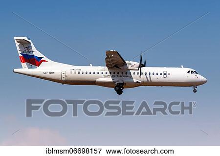 An ATR 72-500 aircraft of Sky Express with registration number SX-THR at Athens airport, Greece, Europe View Large Photo Image Stock Photo - An ATR 72-500 aircraft of Sky Express with registration number SX-THR at Athens airport, Greece, Europe. Fotosearch