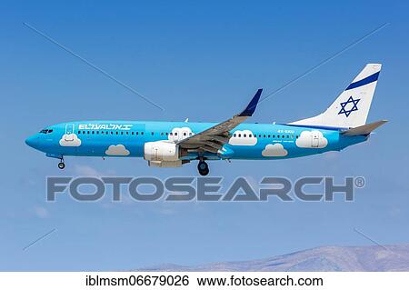 Stock Photograph - An El Al Boeing 737-800 with registration number 4X-EKU at Heraklion Airport (HER) in Greece. Fotosearch