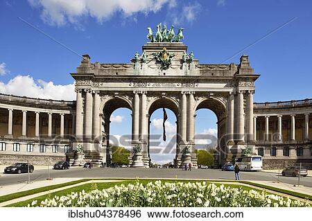 Stock Photograph - Arch, Jubilee Park, Parc du Cinquantenaire, Brussels, Belgium, Europe. Fotosearch