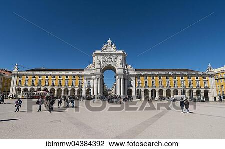 Stock Image - Arco da Vitoria at Praça do Comércio, Lisbon, Portugal, Europe. Fotosearch