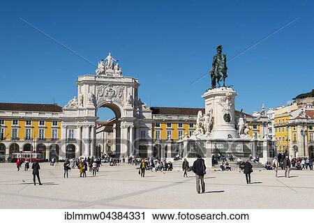 Arco da Vitoria, equestrian statue of King Joseph I at Praça do Comércio, Lisbon, Portugal, Europe View Large Photo Image Stock Image - Arco da Vitoria, equestrian statue of King Joseph I at Praça do Comércio, Lisbon, Portugal, Europe. Fotosearch