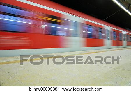 Stock Image - Arriving S-Bahn, Corona crisis, Schwabstraße, Stuttgart, Baden-Württemberg, Germany, Europe. Fotosearch
