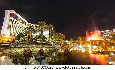 Stock Photograph - Artificial volcanic eruption, luxury hotel, casino, The Mirage, Las Vegas, Nevada, USA, USA, North America. Fotosearch