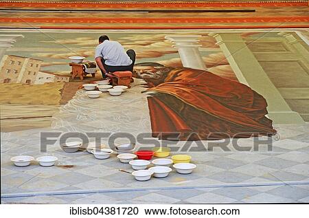 Artist creating image using coloured sand, Plaza del Ayuntamiento, La Orotava, Tenerife, Canary Islands, Spain, Europe View Large Photo Image Stock Image - Artist creating image using coloured sand, Plaza del Ayuntamiento, La Orotava, Tenerife, Canary Islands, Spain, Europe. Fotosearch