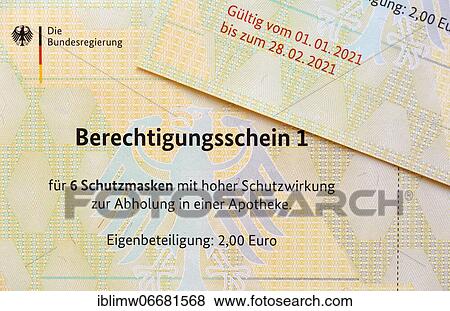 Stock Photo - Authorization certificates for FFP-2 masks, Corona crisis, Stuttgart, Baden-Württemberg, Germany, Europe. Fotosearch