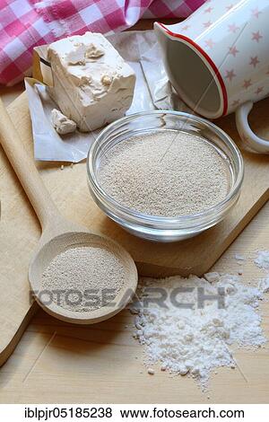 Baker's yeast, dry yeast in spoon and bowl and fresh yeast, compressed yeast, baking ingredient View Large Photo Image Stock Photo - Baker's yeast, dry yeast in spoon and bowl and fresh yeast, compressed yeast, baking ingredient. Fotosearch
