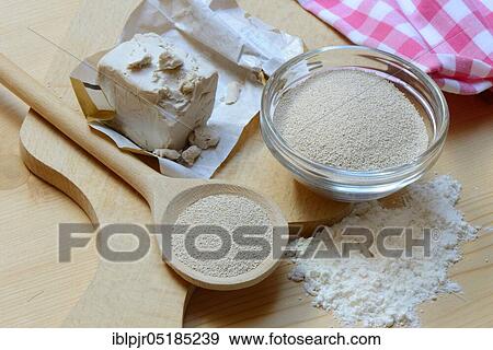 Baker's yeast, dry yeast in spoon and bowl and fresh yeast, compressed yeast, baking ingredient View Large Photo Image Stock Photo - Baker's yeast, dry yeast in spoon and bowl and fresh yeast, compressed yeast, baking ingredient. Fotosearch