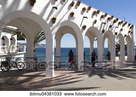 Balcón de Europa, terrace in centre of Nerja, holiday resort town, Province of Málaga, Spain, Europe View Large Photo Image Stock Image - Balcón de Europa, terrace in centre of Nerja, holiday resort town, Province of Málaga, Spain, Europe. Fotosearch