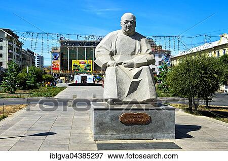 Stock Photo - Balingiin Tserendorj Statue, Sukhbaatar, Ulaanbaatar, Mongolia, Asia. Fotosearch