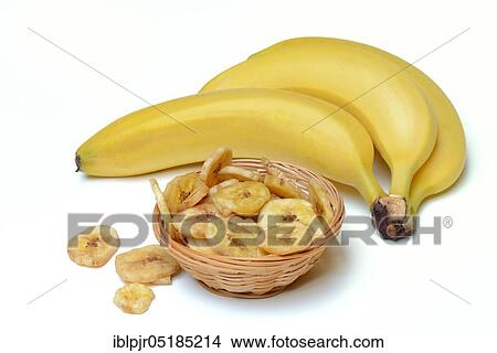 Picture - Bananas and banana chips, banana chips. Fotosearch