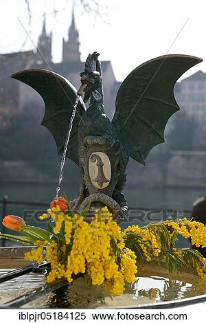 Basler Brunnen, decorated, Basilisk, Basilisk Fountain, Basler Fasnacht, Fasnacht jewellery, Basel, Switzerland, Europe View Large Photo Image Stock Photography - Basler Brunnen, decorated, Basilisk, Basilisk Fountain, Basler Fasnacht, Fasnacht jewellery, Basel, Switzerland, Europe. Fotosearch