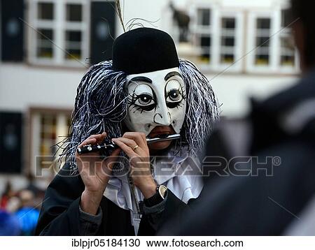 Stock Image - ( Basler Fasnacht) Flute player piccolo, piccolo player, piccolo player, Basel, Switzerland, Europe. Fotosearch