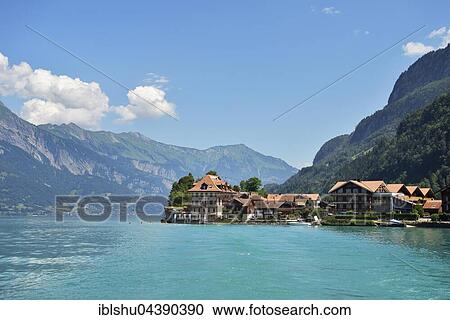 Beach hotel with jetty, Iseltwald, Lake Brienz, Canton of Bern, Switzerland, Europe View Large Photo Image Stock Image - Beach hotel with jetty, Iseltwald, Lake Brienz, Canton of Bern, Switzerland, Europe. Fotosearch