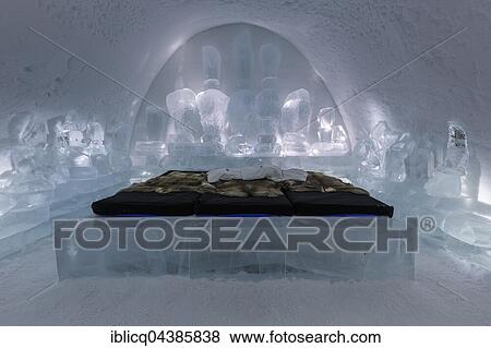 Bed with reindeer skins, Cairn Forest suite, designed by Annie Hanauer, Mei and Matt Chan, Icehotel, Jukkasjärvi, Norrbotten County, Sweden, Europe View Large Photo Image Stock Photo - Bed with reindeer skins, Cairn Forest suite, designed by Annie Hanauer, Mei and Matt Chan, Icehotel, Jukkasjärvi, Norrbotten County, Sweden, Europe. Fotosearch