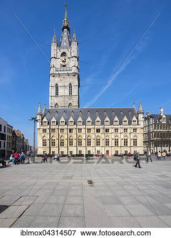 Belfry with cloth hall at Sint-Baafsplein, Ghent, Flanders, Belgium, Europe View Large Photo Image Stock Photo - Belfry with cloth hall at Sint-Baafsplein, Ghent, Flanders, Belgium, Europe. Fotosearch