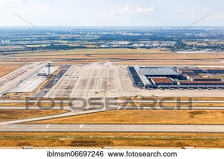 Stock Photograph - Berlin Brandenburg BER Airport Terminal aerial view in Berlin, Germany, Europe. Fotosearch