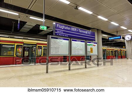 Stock Photography - Berlin Brandenburg BER Willy Brandt Airport underground station, Berlin, Germany, Europe. Fotosearch