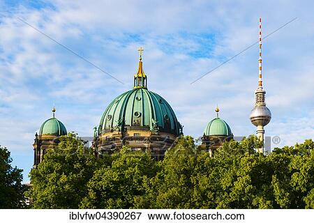 Berlin Cathedral, Berling TV Tower, Museum Island, Berlin, Germany, Europe View Large Photo Image Stock Photo - Berlin Cathedral, Berling TV Tower, Museum Island, Berlin, Germany, Europe. Fotosearch