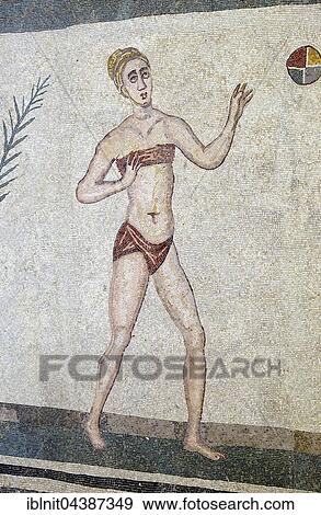Bikini girl, antique floor mosaic, Villa Casale, Villa Romana del Casale, Piazza Armerina, Sicily, Italy, Europe View Large Photo Image Stock Photo - Bikini girl, antique floor mosaic, Villa Casale, Villa Romana del Casale, Piazza Armerina, Sicily, Italy, Europe. Fotosearch