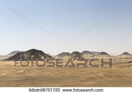 Stock Image - Black desert, western libyan desert, Egypt, Africa. Fotosearch