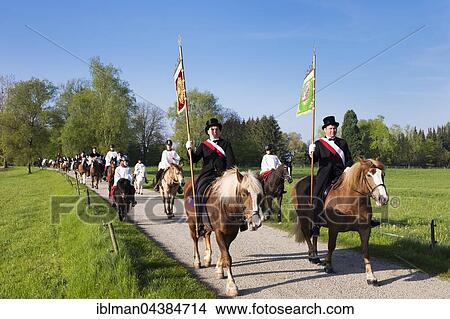 Picture - Blutritt, mounted procession in Weingarten, Upper Swabia, Swabia, Baden-Württemberg, Germany, Europe. Fotosearch