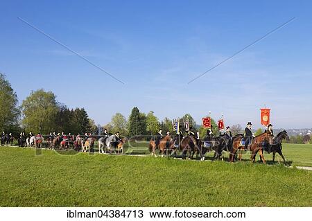 Stock Image - Blutritt, mounted procession in Weingarten, Upper Swabia, Swabia, Baden-Württemberg, Germany, Europe. Fotosearch