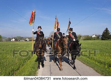 Stock Image - Blutritt, mounted procession in Weingarten, Upper Swabia, Swabia, Baden-Württemberg, Germany, Europe. Fotosearch