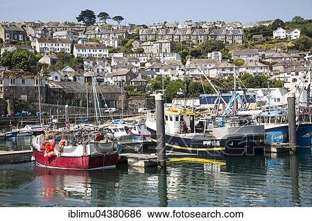 Boats in the harbour, fishing port, Newlyn, Cornwall, England, UK View Large Photo Image Stock Photograph - Boats in the harbour, fishing port, Newlyn, Cornwall, England, UK. Fotosearch