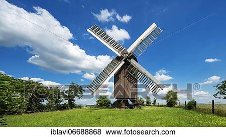 Stock Photo - Bockwindmühle in the Magdeburger Börde, Mühle Dieckmann, Wulferstedt, Saxony-Anhalt, Germany, Europe. Fotosearch