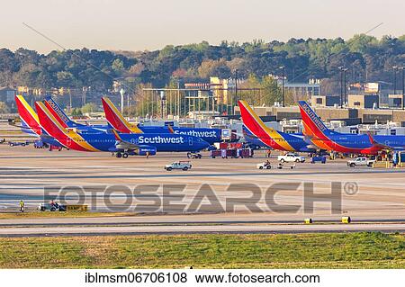 Stock Photo - Boeing 737-800 aircraft of Southwest Airlines at Atlanta airport, USA, North America. Fotosearch