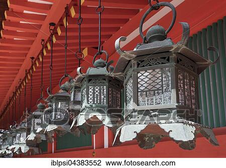 Stock Image - Bronze lanterns at Kasuga Taisha Shrine in Nara, Japan, Asia. Fotosearch
