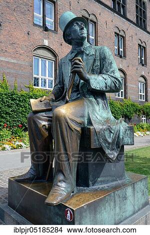 Bronze statue of Hans Christian Andersen in front of the town hall, Copenhagen, Denmark, Europe View Large Photo Image Picture - Bronze statue of Hans Christian Andersen in front of the town hall, Copenhagen, Denmark, Europe. Fotosearch
