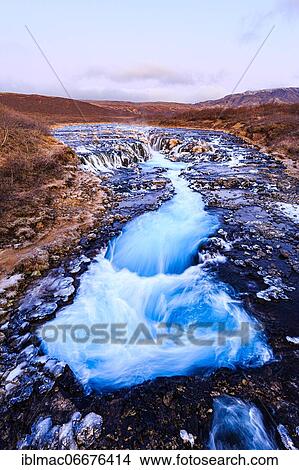 Picture - Bruarfoss waterfall in winter, South Iceland, Iceland, Europe. Fotosearch