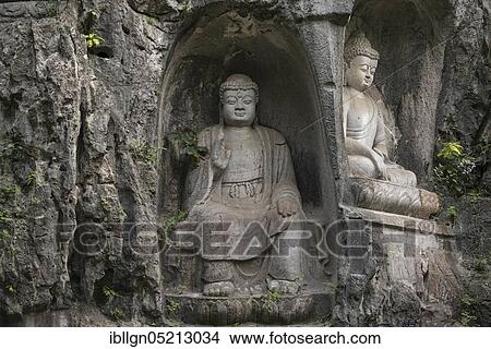 Picture - Buddha sculptures, Lingyin Monastery, Hangzhou, China, Asia. Fotosearch