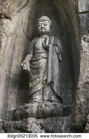 Stock Photography - Buddha sculptures, Lingyin Monastery, Hangzhou, China, Asia. Fotosearch