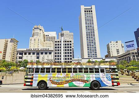 Bus at Union Square, San Francisco, California, USA, North America View Large Photo Image Stock Photography - Bus at Union Square, San Francisco, California, USA, North America. Fotosearch