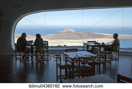 Cafe inside Mirador del Rio, designed by Cesar Manrique, Lanzarote, Canary Islands, Spain, Europe View Large Photo Image Stock Image - Cafe inside Mirador del Rio, designed by Cesar Manrique, Lanzarote, Canary Islands, Spain, Europe. Fotosearch