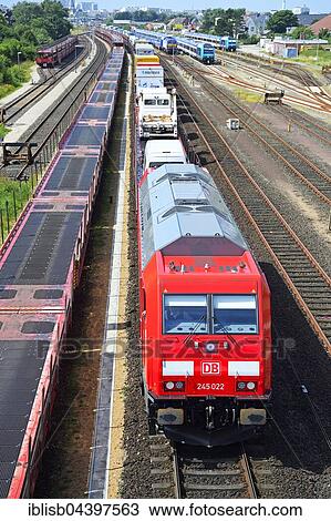 Stock Image - Car train, Sylt Shuttle, connection from Island of Sylt to mainland, Sylt, North Frisian Islands, North Frisia, Schleswig-Holstein, Germany, Europe. Fotosearch