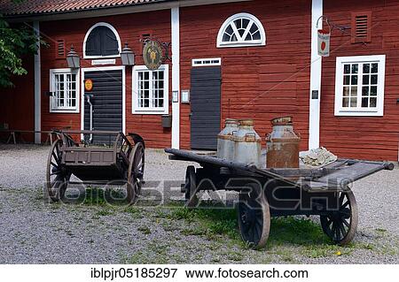 Cart with milk cans, Scandinavia, farm, open-air museum Linköping, Sweden, Europe View Large Photo Image Stock Photo - Cart with milk cans, Scandinavia, farm, open-air museum Linköping, Sweden, Europe. Fotosearch