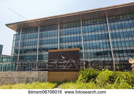 Stock Photograph - Cathay Dragon headquarters at Hong Kong Airport, China, Asia. Fotosearch